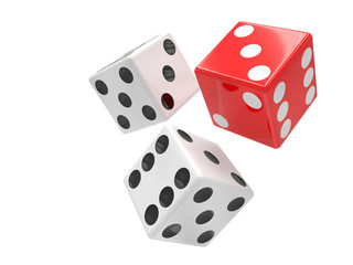 three dices on white