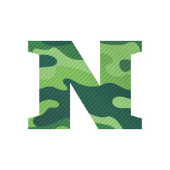 N letter with green camouflage.