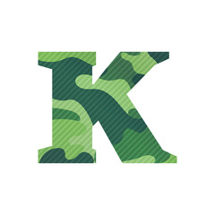 K letter with green camouflage.
