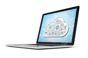 3d rendering of a laptop with cloud concept