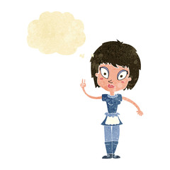 cartoon maid with thought bubble