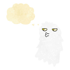 cartoon gross ghost with thought bubble