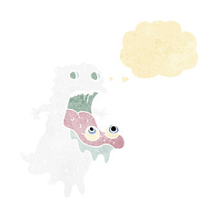 cartoon gross ghost with thought bubble