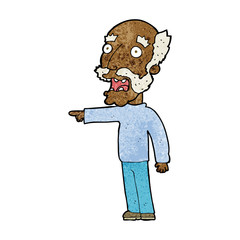 cartoon scared old man pointing