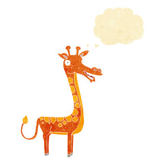 Naklejka premium cartoon giraffe with thought bubble