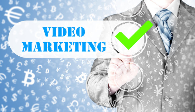 business man pressing checkbox Video Marketing