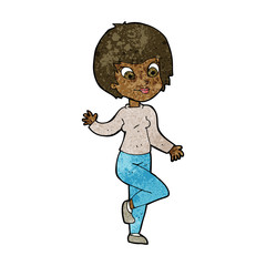 cartoon woman waving