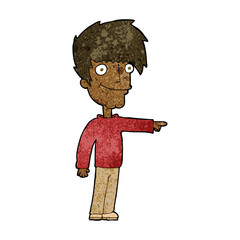 cartoon happy man pointing