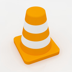 3d orange traffic cone with white stripes