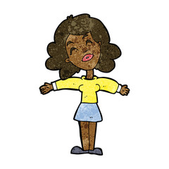 cartoon woman with open arms