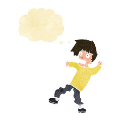 cartoon terrified man with thought bubble