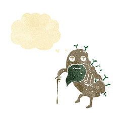 cartoon old potato with thought bubble
