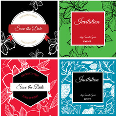 Naklejka premium Set of floral Save the Date for events design