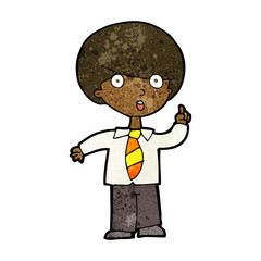 cartoon school boy answering question