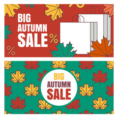 Set of autumn sale banners background.