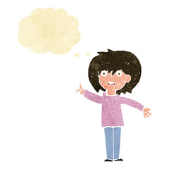 cartoon woman asking question with thought bubble