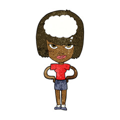 cartoon woman thinking