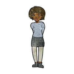 cartoon shy woman