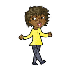 cartoon woman with no worries