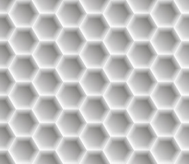 Seamless abstract honeycomb  background - hexagons. Colour white with shadows. Vector illustration.