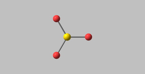Naklejka na ściany i meble Sulfur trioxide molecular structure on grey background