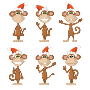 funny monkey with christmas hat and paper