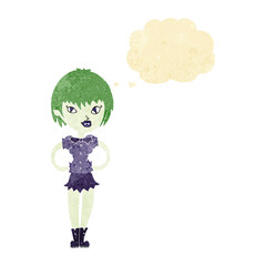 cartoon pretty vampire girl with thought bubble