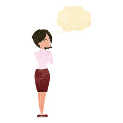 cartoon businesswoman ignoring with thought bubble