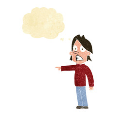 cartoon surprised man with thought bubble