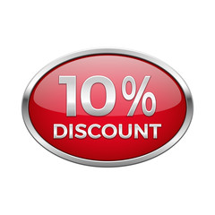 Red discount button in silver frame