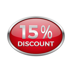 Red discount button in silver frame