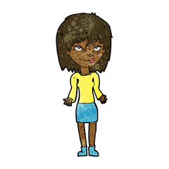 cartoon woman shrugging shoulders