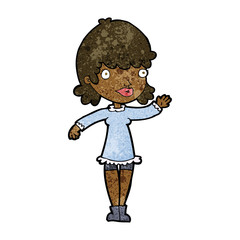 cartoon woman waving