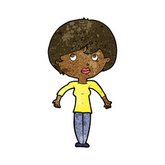 cartoon woman shrugging shoulders