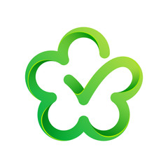 Obraz premium V letter or check mark, verification logo