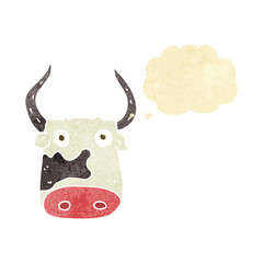 cartoon cow with thought bubble