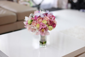 Beautiful bridal bouquet in vase