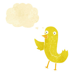 funny cartoon bird with thought bubble