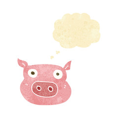 cartoon pig face with thought bubble