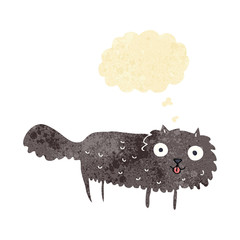 cartoon furry cat with thought bubble