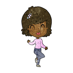 cartoon pretty woman dancing