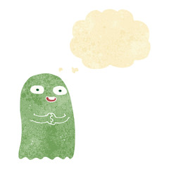 funny cartoon ghost with thought bubble