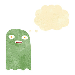 funny cartoon ghost with thought bubble