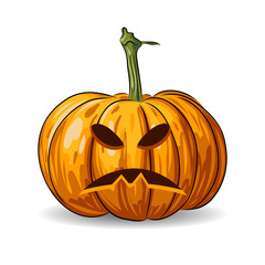 vector Halloween pumpkin face isolated on white background