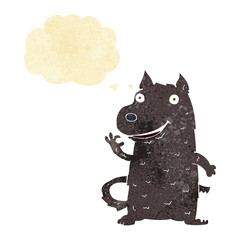 cartoon happy dog with thought bubble