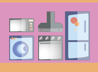 Set of household electronic elements. EPS10 Vector illustration.