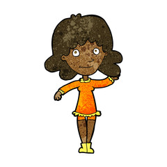 cartoon friendly woman waving