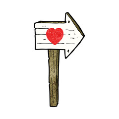 cartoon love heart sign post