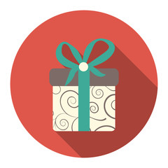 vector round flat icon with gift box