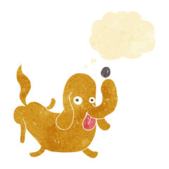 cartoon dog sticking out tongue with thought bubble
